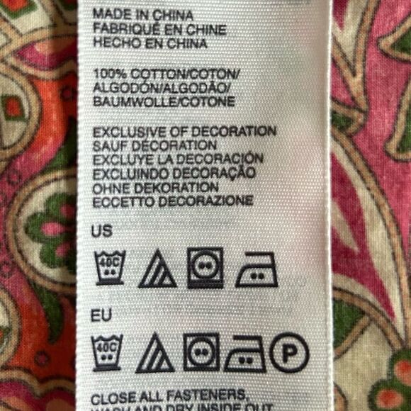 Tommy Hilfiger Women’s Paisley Red Sleeveless Ruffled Top Size Small 100% Cotton - Picture 10 of 10